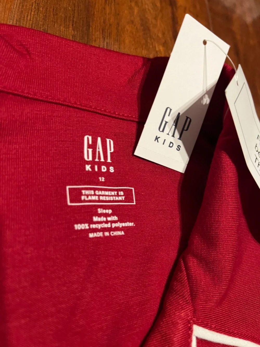 GAP Girl’s Oversized Nightgown, Long Sleeves, Size 12, Red, NWT